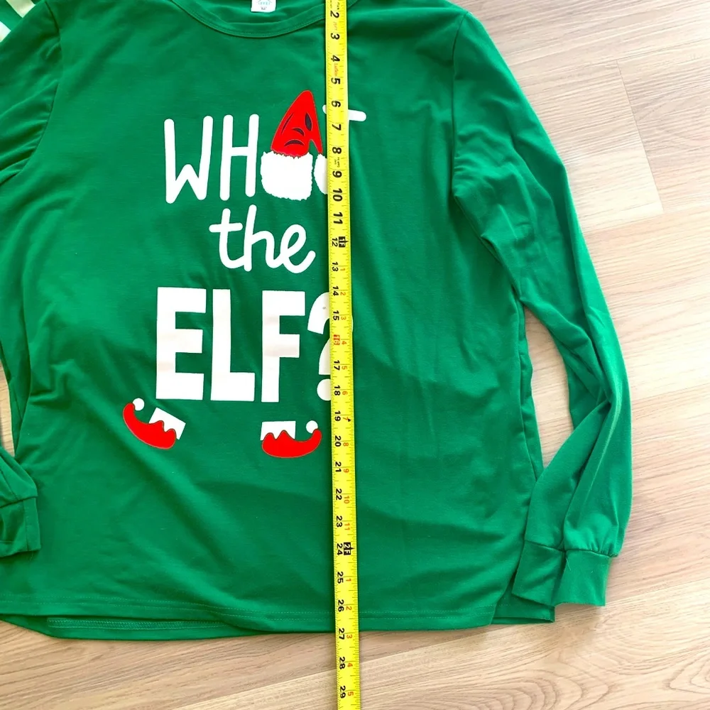 Elf Pajamas “What the elf” 2 Piece Set M Christmas Holiday Festive Lounge